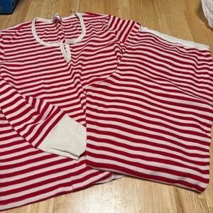 Victoria’s Secret Stretch Thermal Long PJ Pajama Set Peppermint Stripe XL